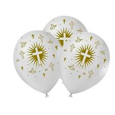 Balão Batismo e Comunhão Branco/Dourado